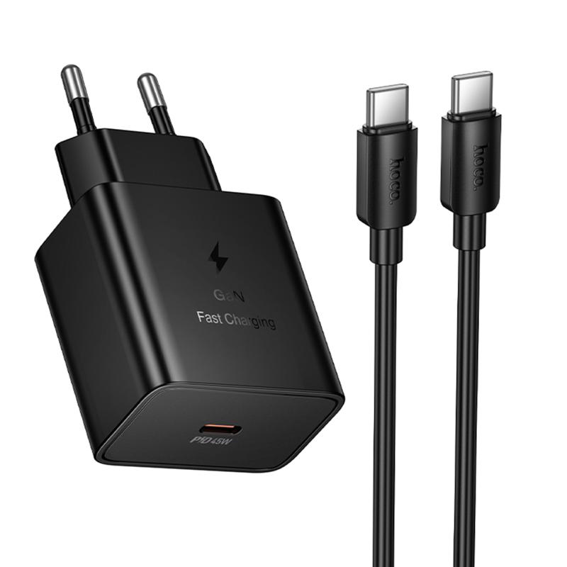 МЗП Hoco N77 Star PD45W (1USB-C) + кабель Type-C to Type-C на малюнкі №1