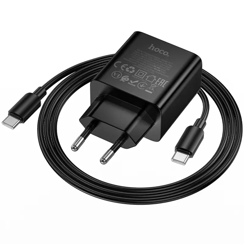 СЗУ Hoco N77 Star PD45W (1USB-C) + кабель Type-C to Type-C, Black 2, купить оптом с доставкой