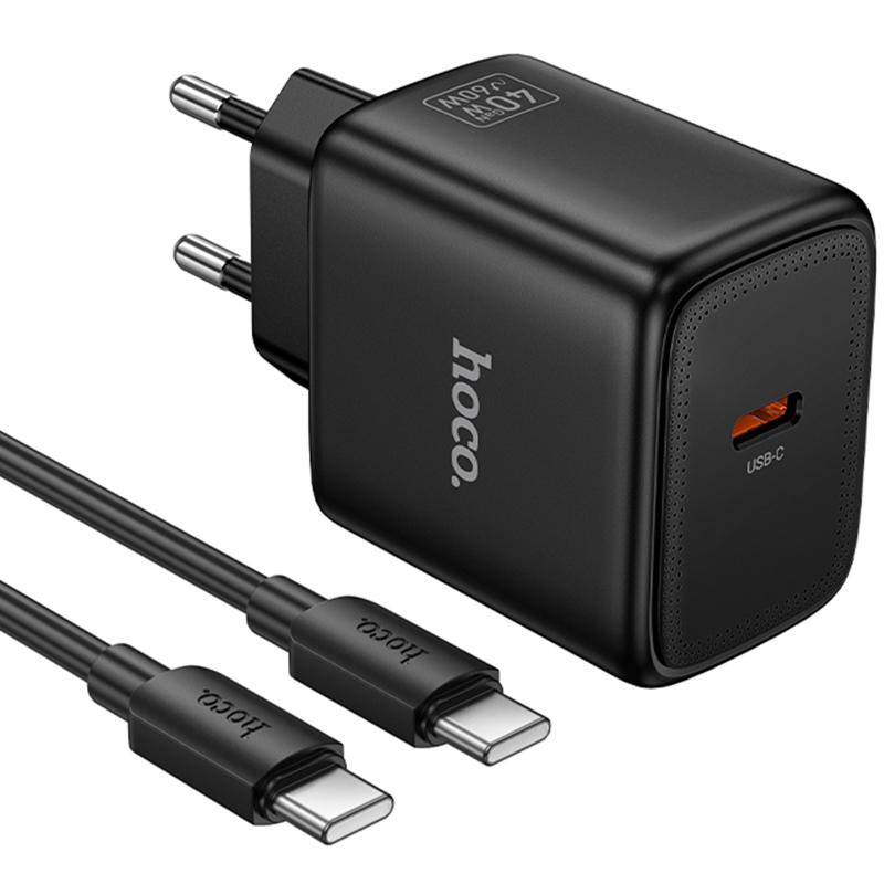 СЗУ Hoco N83 Profit PD40W (1USB-C) + кабель Type-C to Type-C на картинке №1