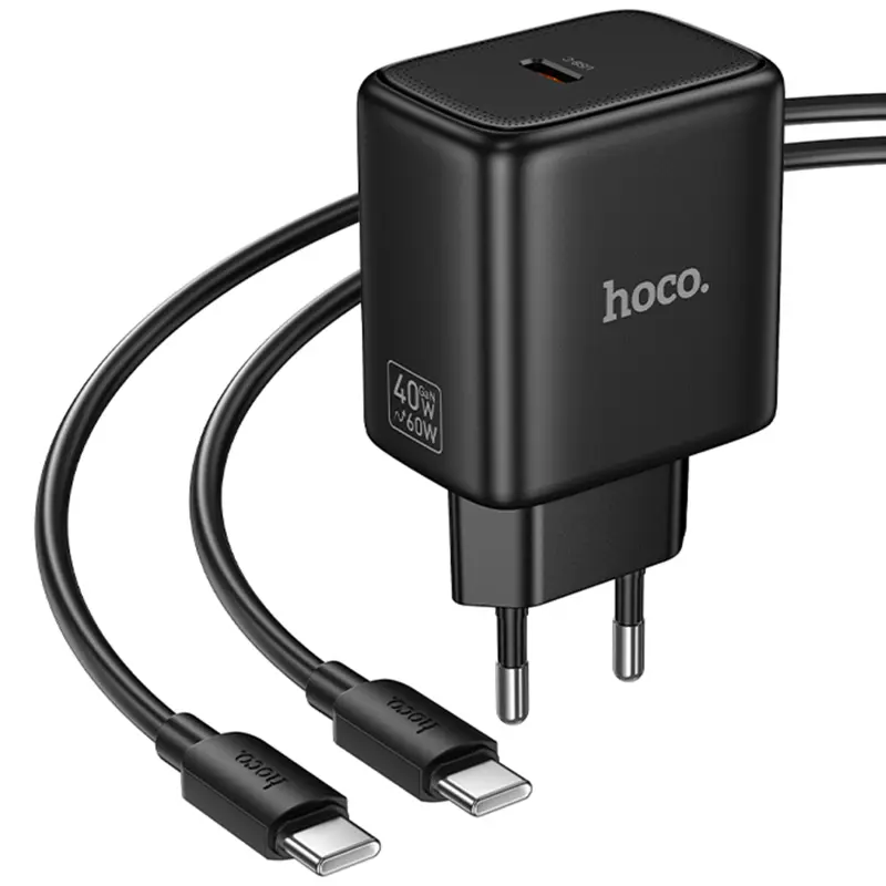 СЗУ Hoco N83 Profit PD40W (1USB-C) + кабель Type-C to Type-C, Black 3, купить оптом с доставкой