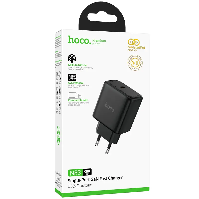 СЗУ Hoco N83 Profit PD40W (1USB-C), Black 1, купить оптом с доставкой