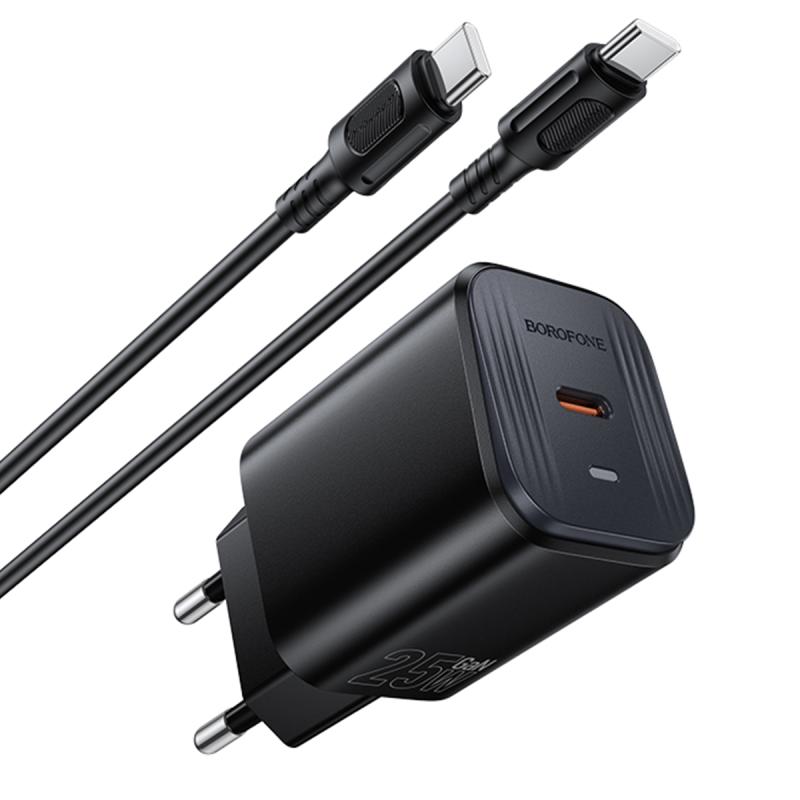 СЗУ Borofone BAS84A Star PD25W (1USB-C) + кабель Type-C to Type-C на картинке №4