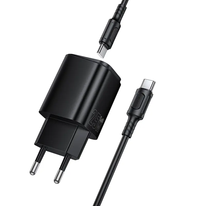 СЗУ Borofone BAS84A Star PD25W (1USB-C) + кабель Type-C to Type-C, Black 4, купить оптом с доставкой