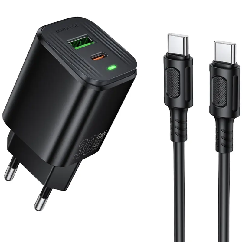 СЗУ Borofone BAS85A Star PD30W+QC3.0 (1USB-A/1C) + кабель Type-C to Type-C, купить оптом с доставкой