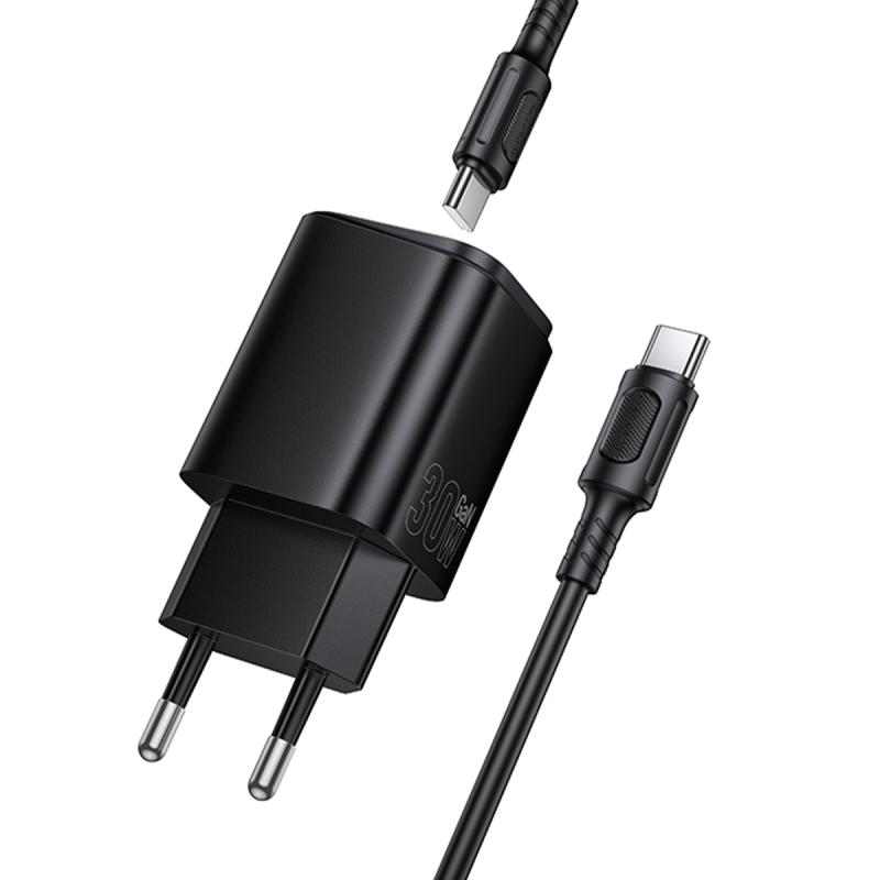 СЗУ Borofone BAS85A Star PD30W+QC3.0 (1USB-A/1C) + кабель Type-C to Type-C на картинке №5