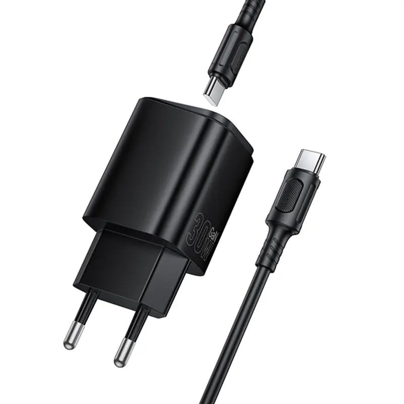 СЗУ Borofone BAS85A Star PD30W+QC3.0 (1USB-A/1C) + кабель Type-C to Type-C, Black 4, купить оптом с доставкой