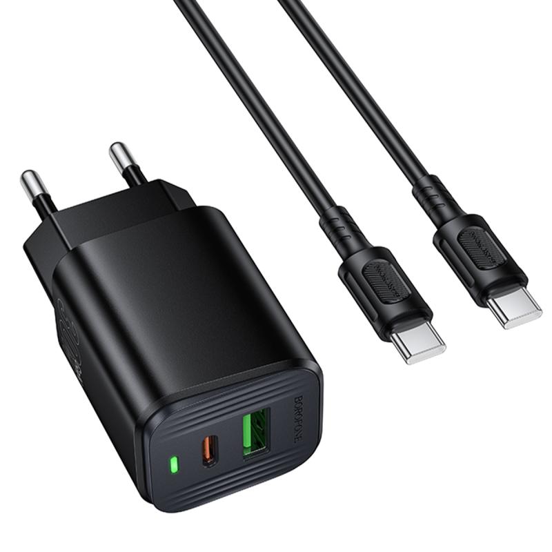 СЗУ Borofone BAS85A Star PD30W+QC3.0 (1USB-A/1C) + кабель Type-C to Type-C на картинке №6