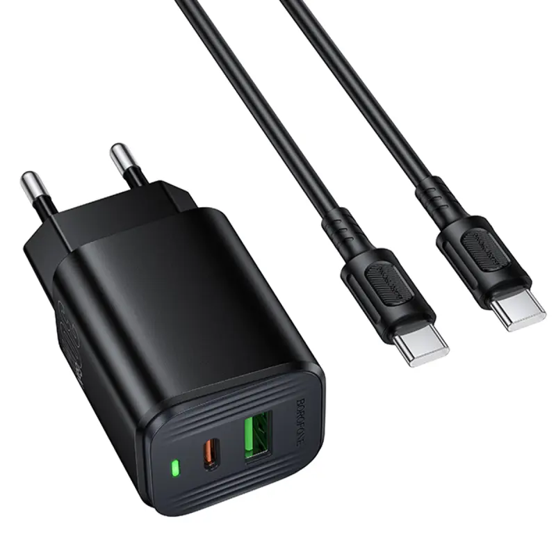 СЗУ Borofone BAS85A Star PD30W+QC3.0 (1USB-A/1C) + кабель Type-C to Type-C, Black 5, купить оптом с доставкой