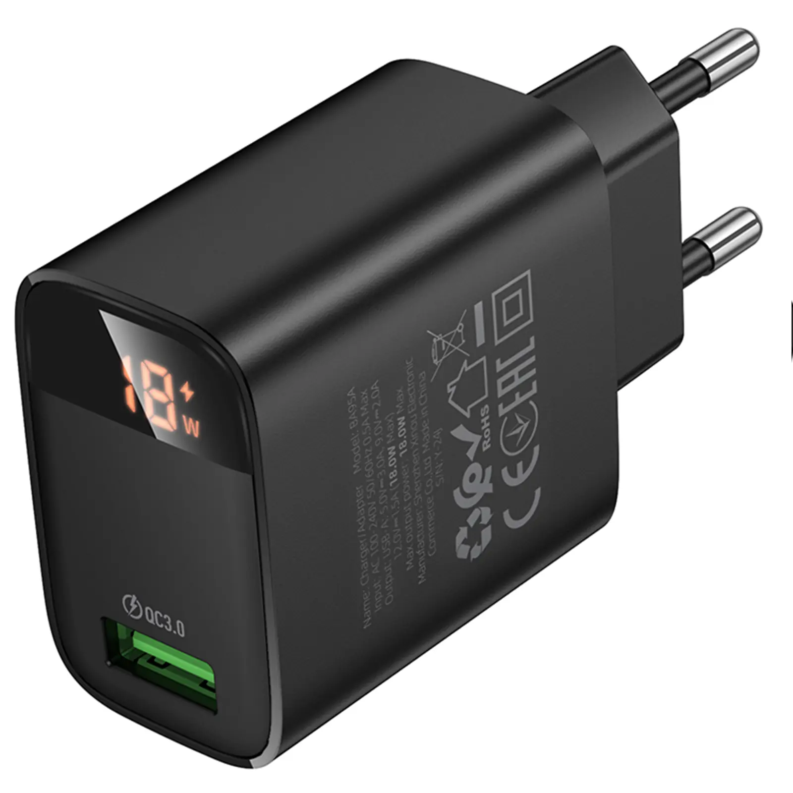 СЗУ Borofone BA95A Ilustre QC3.0 (1USB-A), Black 3, купить оптом с доставкой