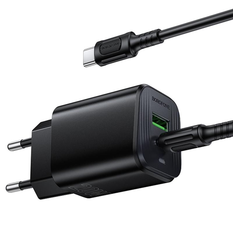 СЗУ Borofone BAS83A Star PD20W+QC3.0 (1USB-A/1C) + кабель Type-C to Type-C на картинке №3