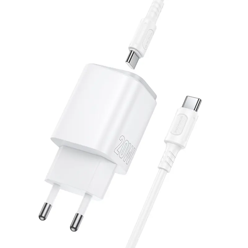 СЗУ Borofone BAS83A Star PD20W+QC3.0 (1USB-A/1C) + кабель Type-C to Type-C, White 3, купить оптом с доставкой