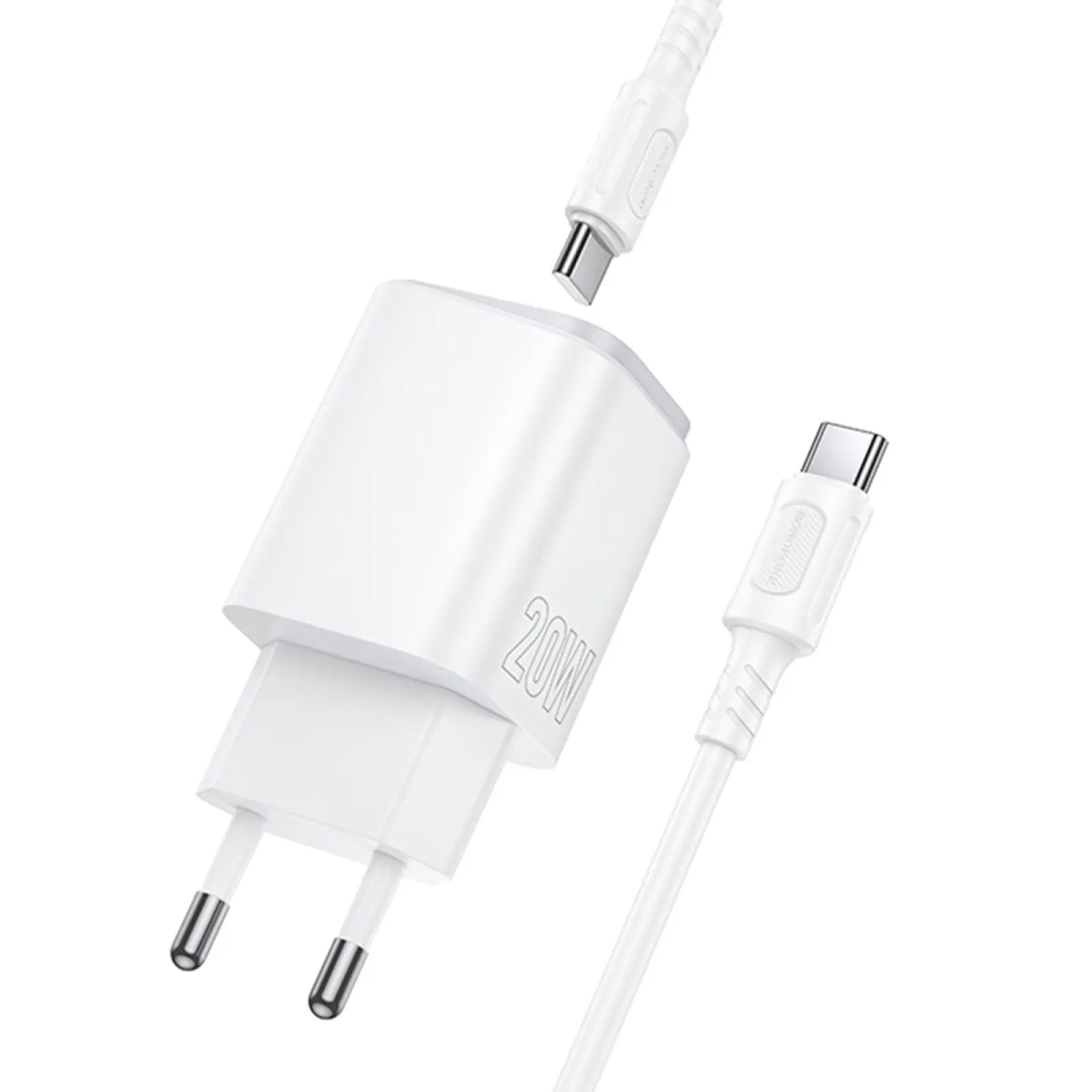 СЗУ Borofone BAS83A Star PD20W+QC3.0 (1USB-A/1C) + кабель Type-C to Type-C, White 3, купить оптом с доставкой