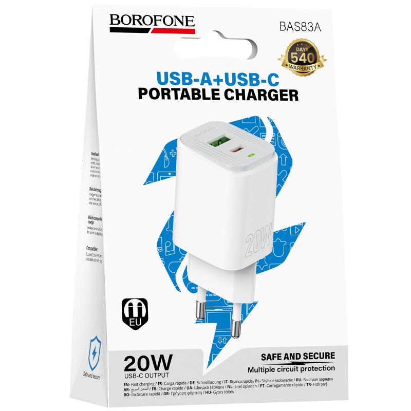 СЗУ Borofone BAS83A Star PD20W+QC3.0 (1USB-A/1C) на картинке №2