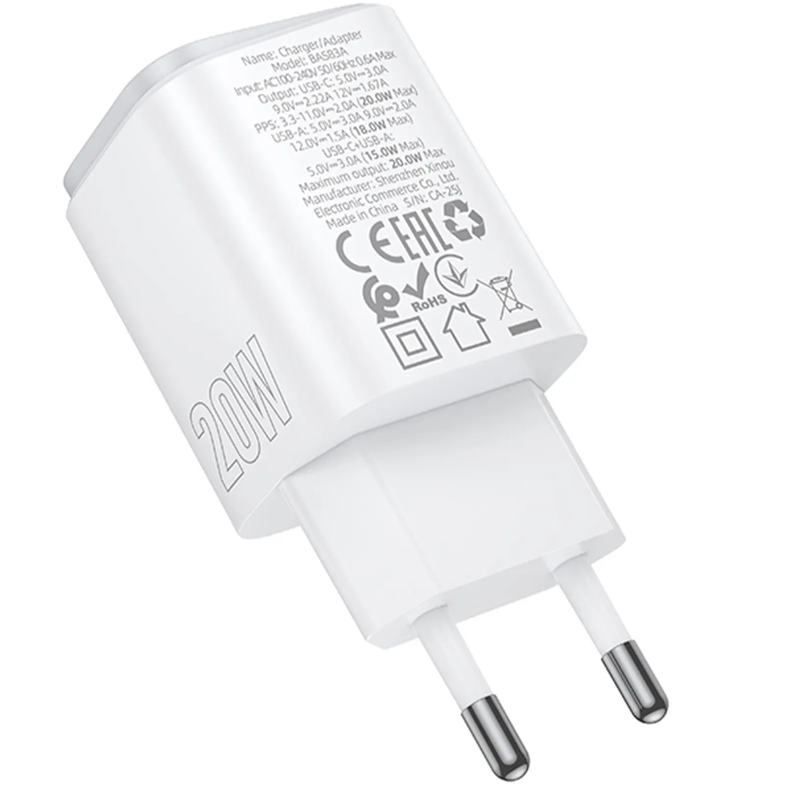 МЗП Borofone BAS83A Star PD20W+QC3.0 (1USB-A/1C), White 2, купити оптом з доставкою
