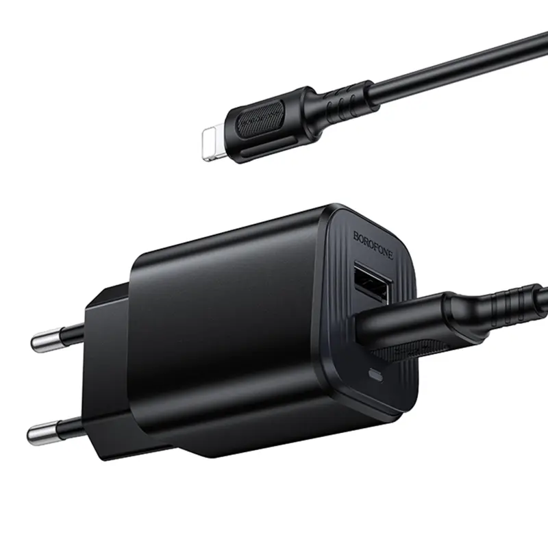 СЗУ Borofone BAS81A Star 10.5W (2USB-A) + кабель USB to Lightning, Black 1, купить оптом с доставкой