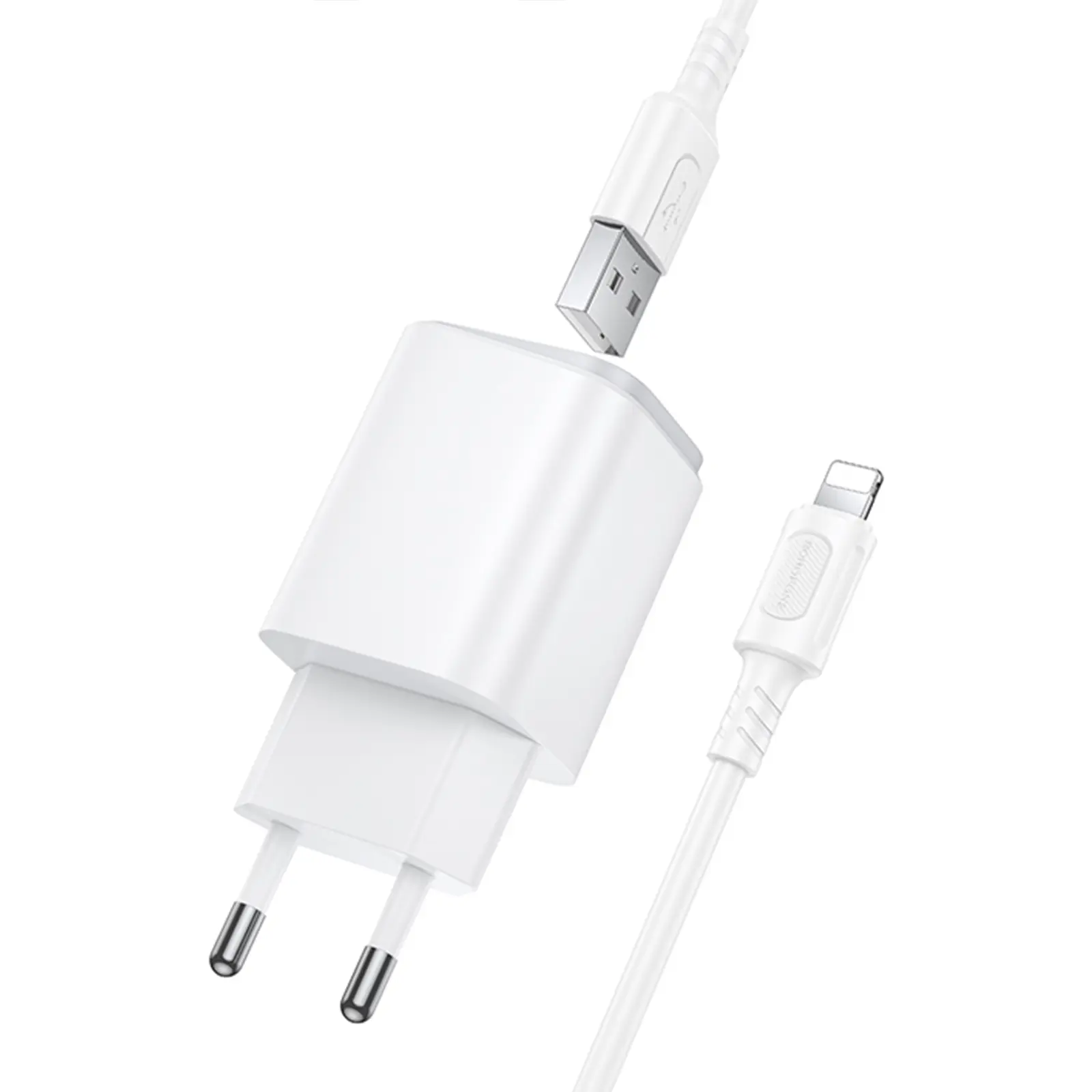 СЗУ Borofone BAS81A Star 10.5W (2USB-A) + кабель USB to Lightning, White 3, купить оптом с доставкой