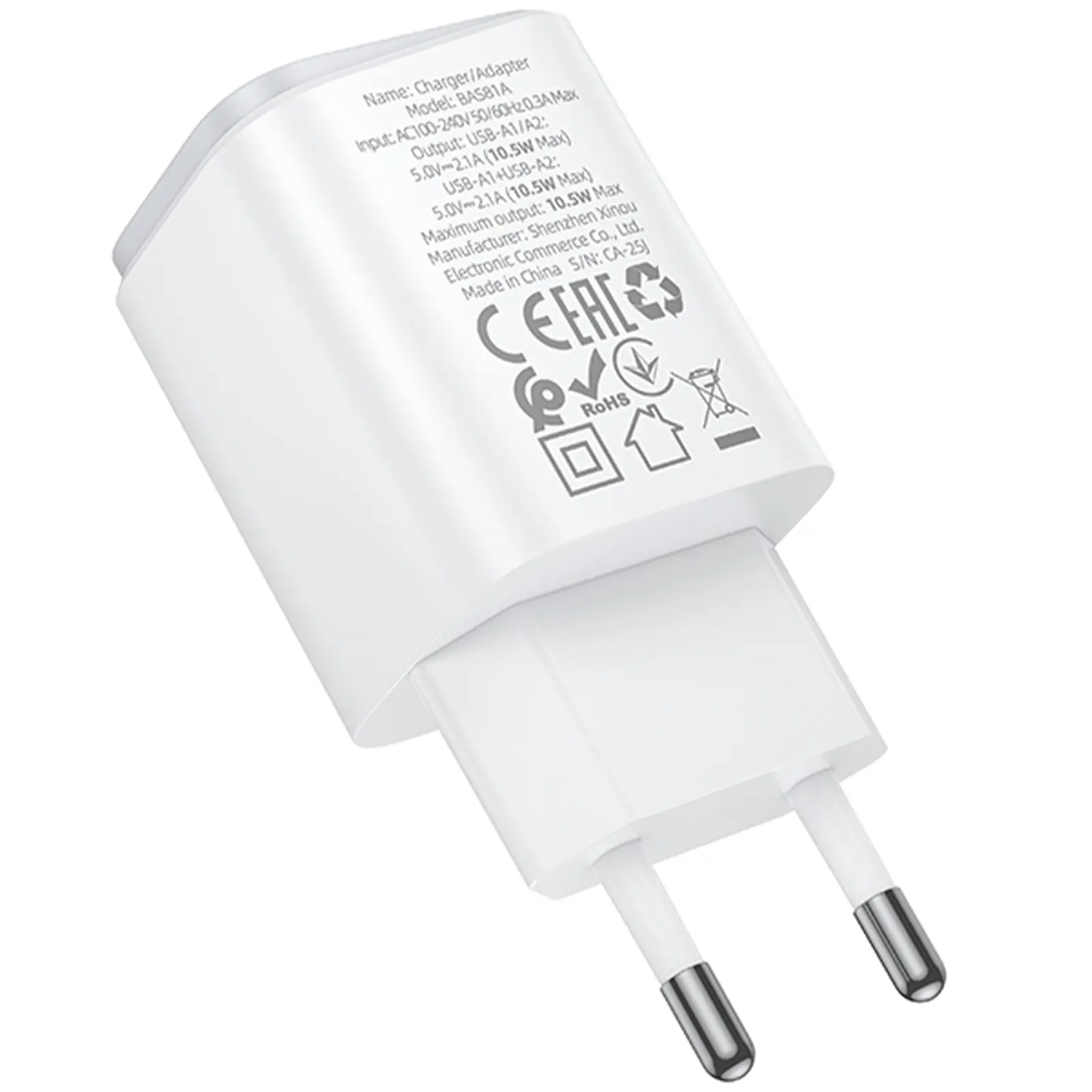 МЗП Borofone BAS81A Star 10.5W (2USB-A), White 2, купити оптом з доставкою
