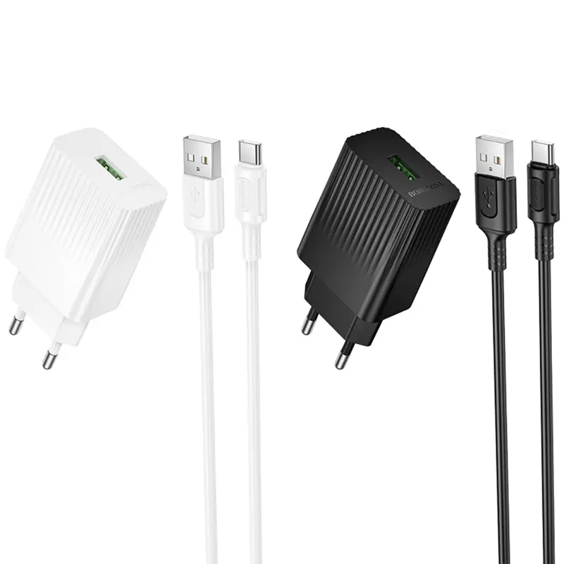 СЗУ Borofone BAS72A Source QC3.0 (1USB-A) + кабель USB to Type-C, купить оптом с доставкой