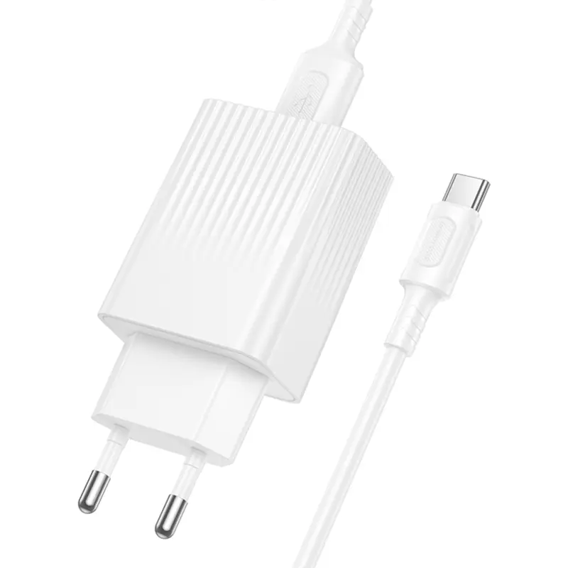 СЗУ Borofone BAS72A Source QC3.0 (1USB-A) + кабель USB to Type-C, White 1, купить оптом с доставкой