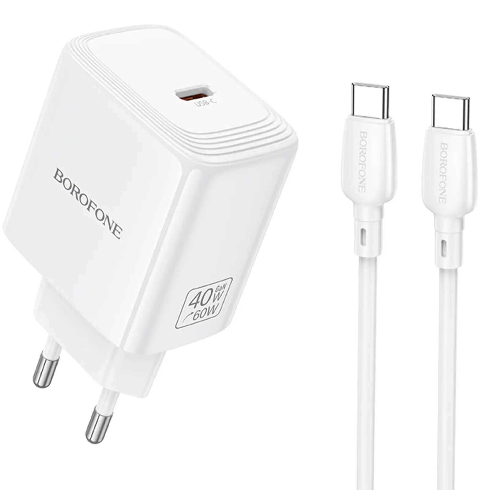 СЗУ Borofone BN33 Fuente PD40W (1USB-C) + кабель Type-C to Type-C, купить оптом с доставкой