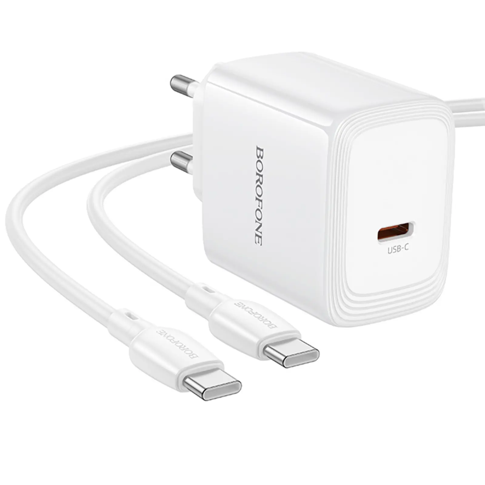 СЗУ Borofone BN33 Fuente PD40W (1USB-C) + кабель Type-C to Type-C, White 4, купить оптом с доставкой