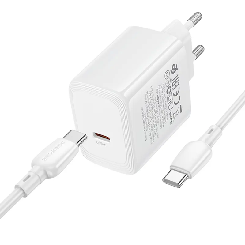 СЗУ Borofone BN33 Fuente PD40W (1USB-C) + кабель Type-C to Type-C, White 5, купить оптом с доставкой