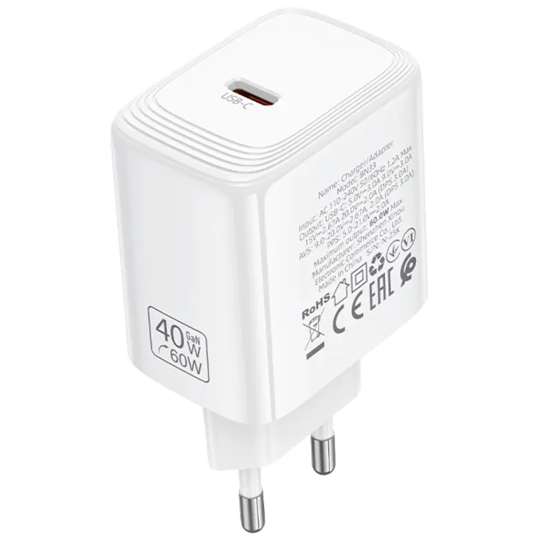 СЗУ Borofone BN33 Fuente PD40W (1USB-C), White 3, купить оптом с доставкой