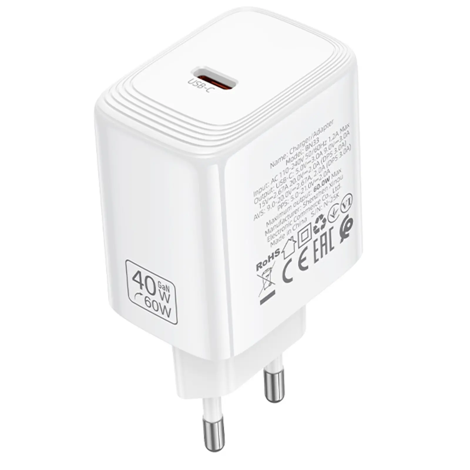 СЗУ Borofone BN33 Fuente PD40W (1USB-C), White 3, купить оптом с доставкой