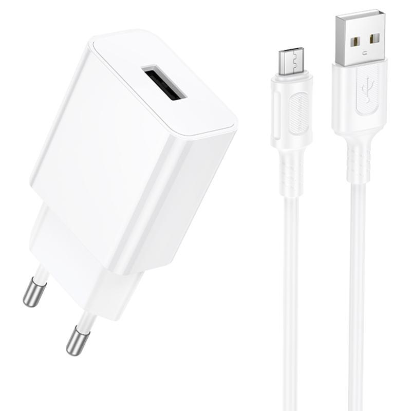 СЗУ Borofone BA110A Lemi 7.5W (1USB-A) + кабель USB to MicroUSB на картинке №1