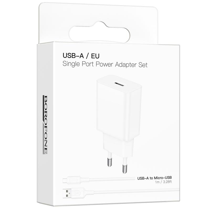 СЗУ Borofone BA110A Lemi 7.5W (1USB-A) + кабель USB to MicroUSB на картинке №2