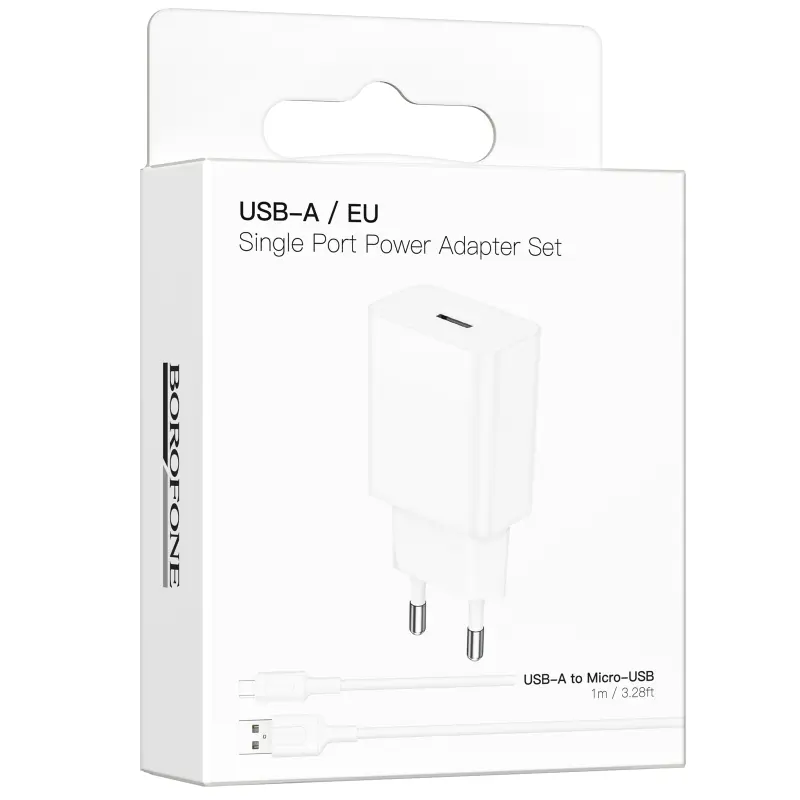 МЗП Borofone BA110A Lemi 7.5W (1USB-A) + кабель USB to MicroUSB, White 1, купити оптом з доставкою