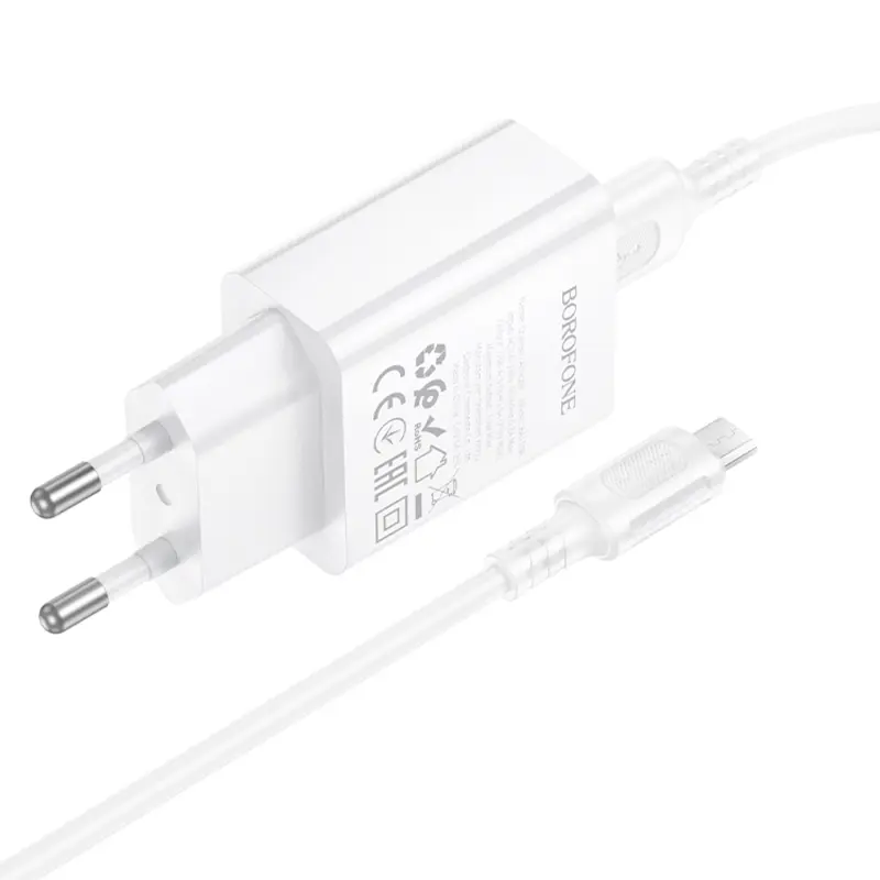 МЗП Borofone BA110A Lemi 7.5W (1USB-A) + кабель USB to MicroUSB, White 3, купити оптом з доставкою