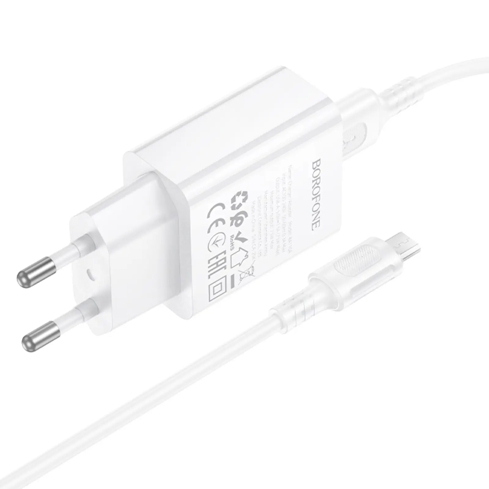 МЗП Borofone BA110A Lemi 7.5W (1USB-A) + кабель USB to MicroUSB, White 3, купити оптом з доставкою