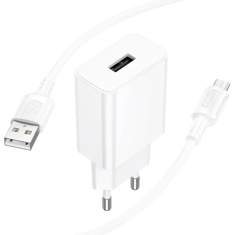 МЗП Borofone BA110A Lemi 7.5W (1USB-A) + кабель USB to MicroUSB, White 4, купити оптом з доставкою