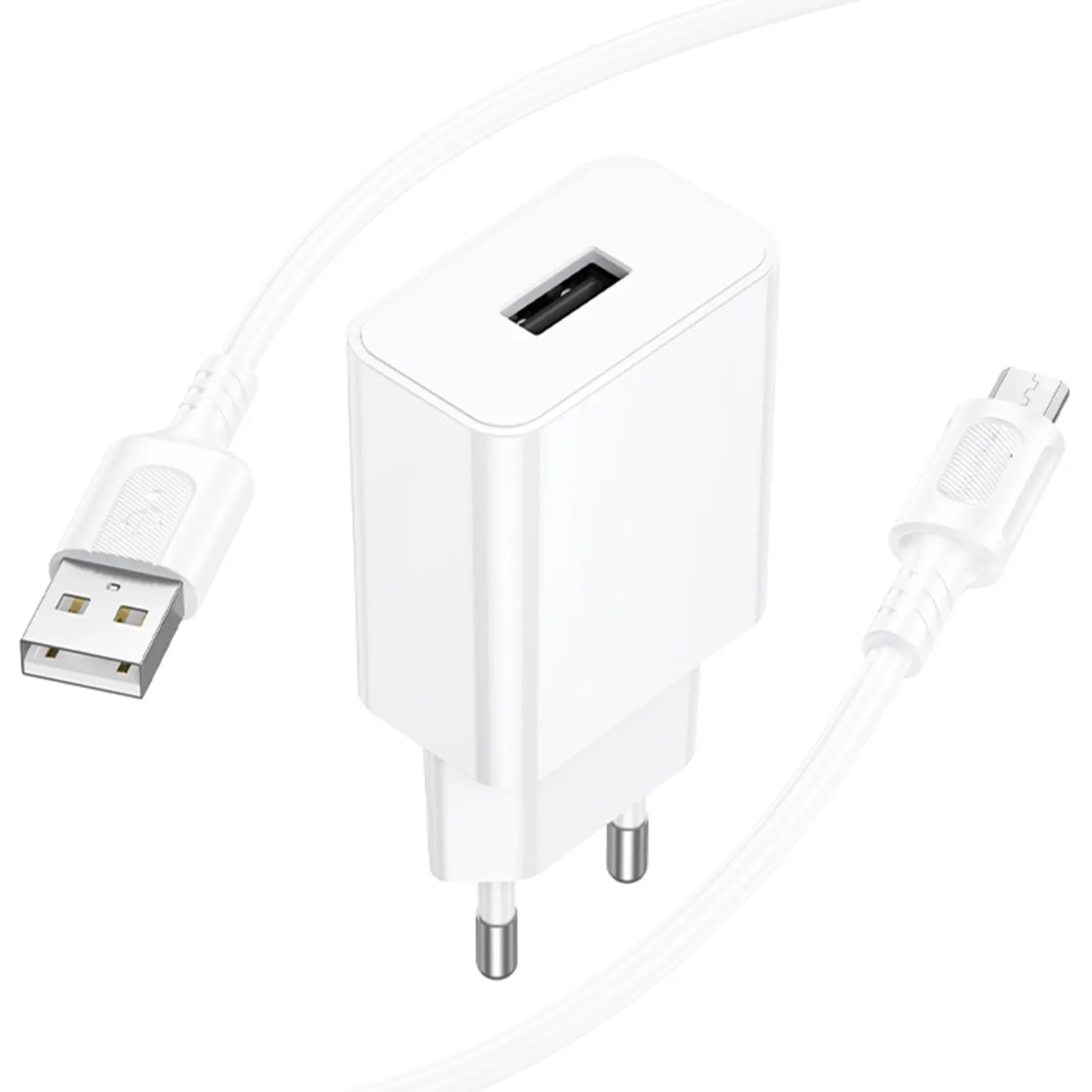 МЗП Borofone BA110A Lemi 7.5W (1USB-A) + кабель USB to MicroUSB, White 4, купити оптом з доставкою