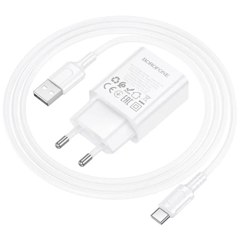 СЗУ Borofone BA110A Lemi 7.5W (1USB-A) + кабель USB to Type-C, White 5, купить оптом с доставкой