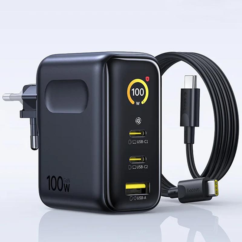 СЗУ Baseus PicoGo AE21 Fast Charger 100W (1USB-A/2C) + кабель Type-C to Type-C (E0121B) на картинке №5