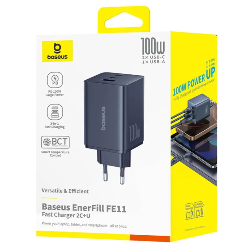 СЗУ Baseus EnerFill FE11 Fast Charger 100W (1USB-A/2C) (P101821), Cosmic Black 3, купить оптом с доставкой