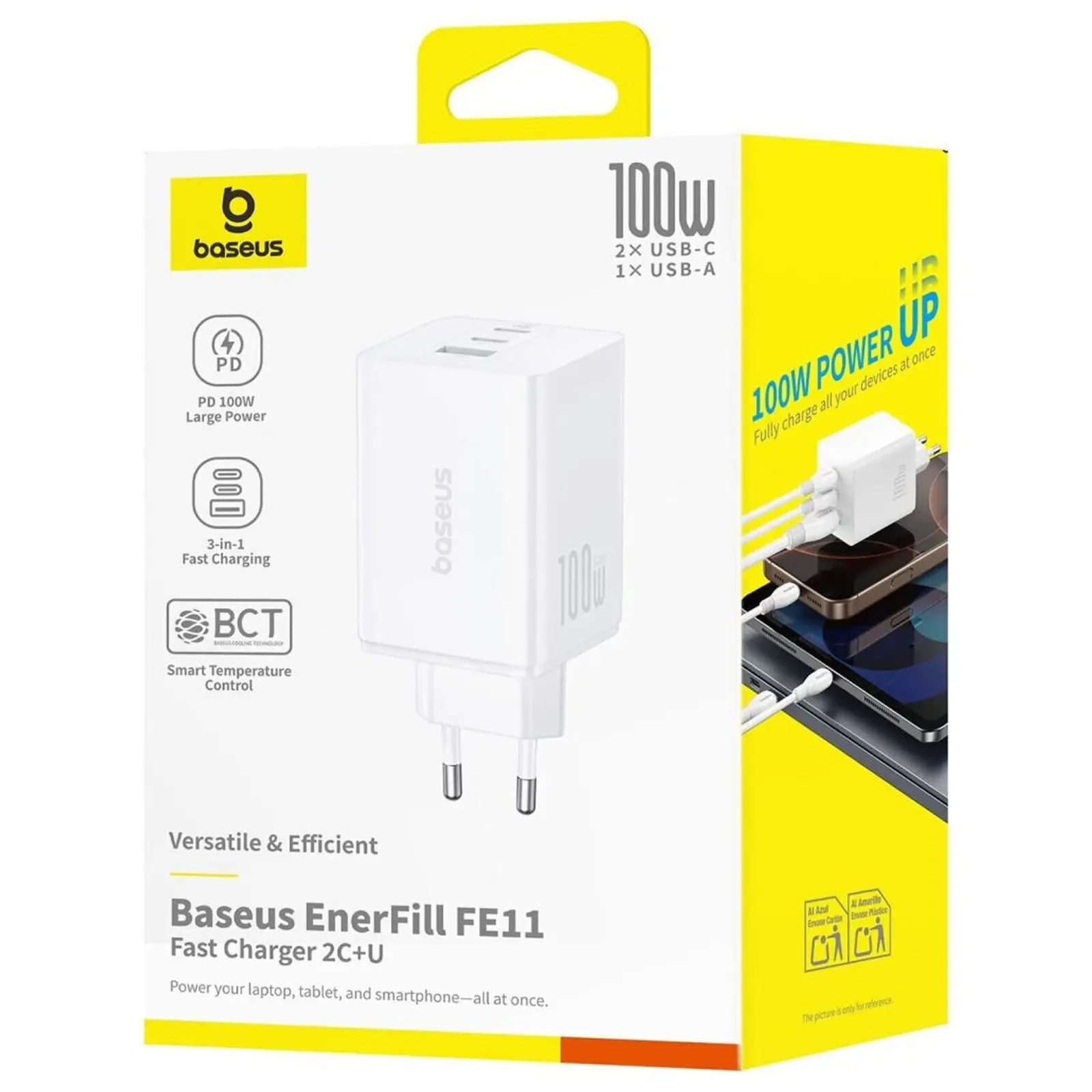 СЗУ Baseus EnerFill FE11 Fast Charger 100W (1USB-A/2C) (P101821), Moon White 3, купить оптом с доставкой