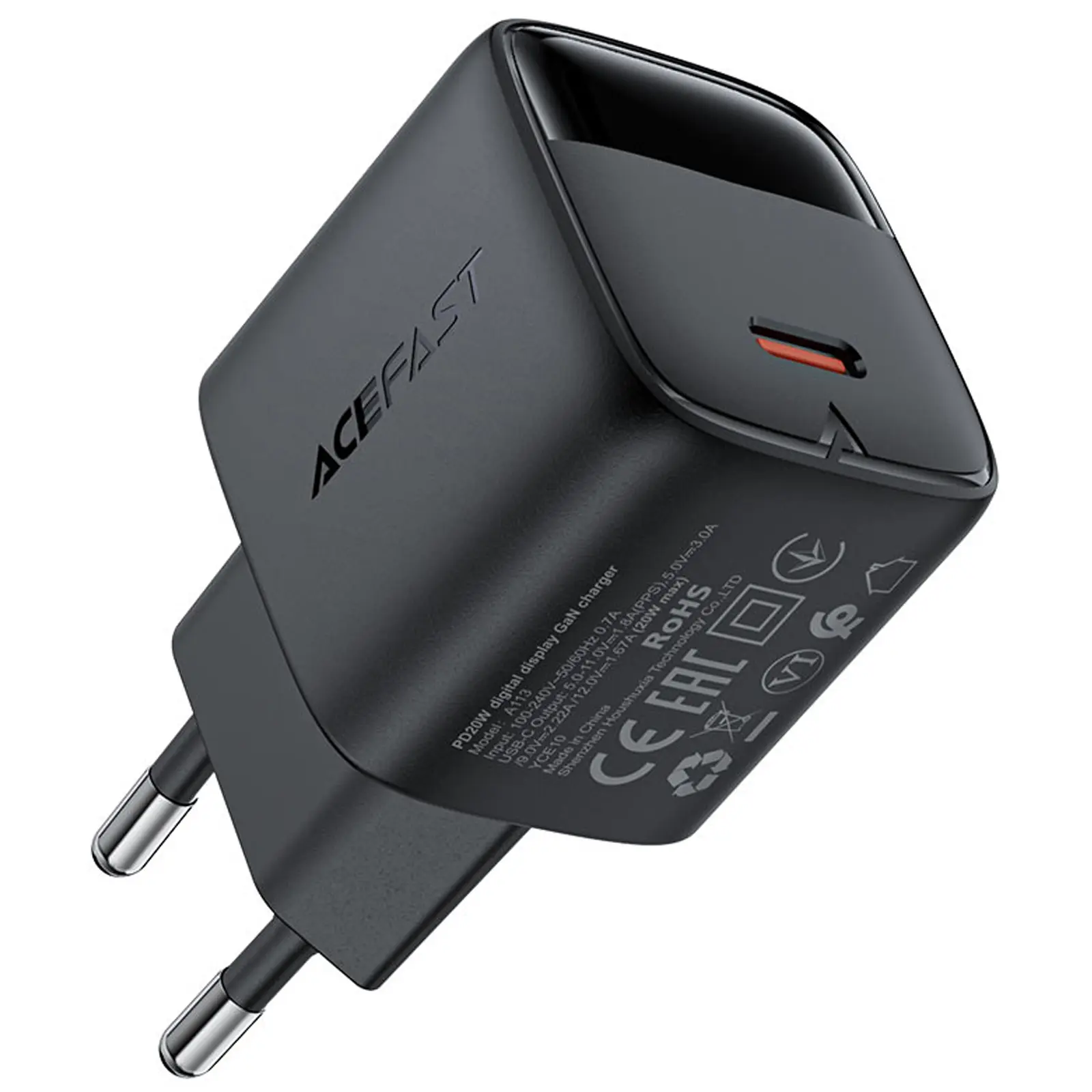 МЗП Acefast A113 PD20W GaN (1USB-C), Black 4, купити оптом з доставкою