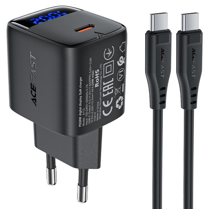 МЗП Acefast A113 PD20W GaN (1USB-C) + кабель Type-C to Type-C на малюнкі №1
