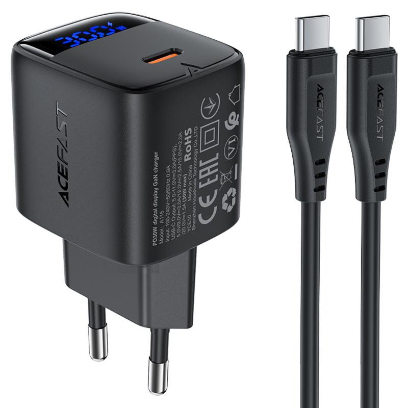 МЗП Acefast A115 PD30W GaN (1USB-C) + кабель Type-C to Type-C на малюнкі №1