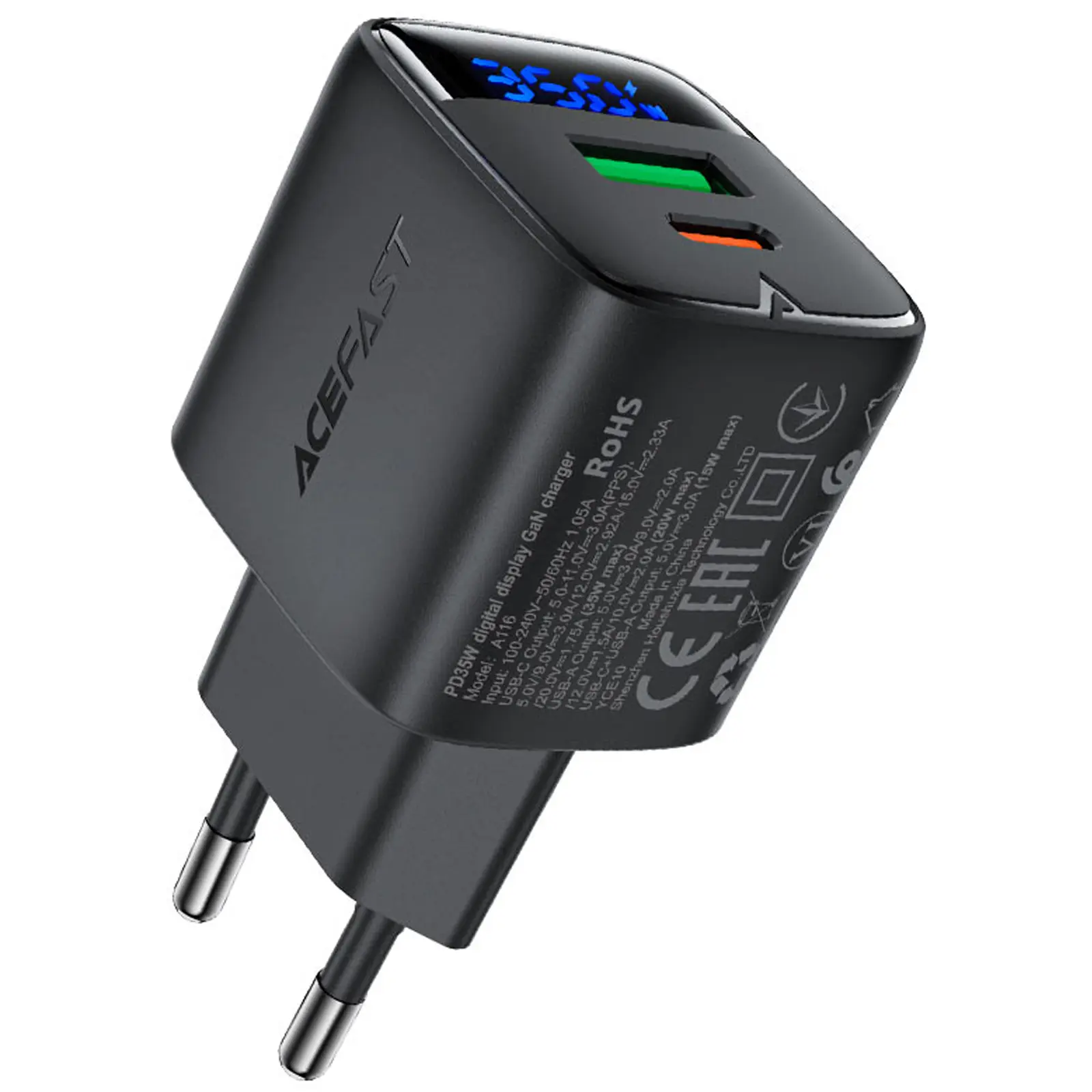 СЗУ Acefast A116 PD35W+QC3.0 GaN (1USB-A/1C), купить оптом с доставкой