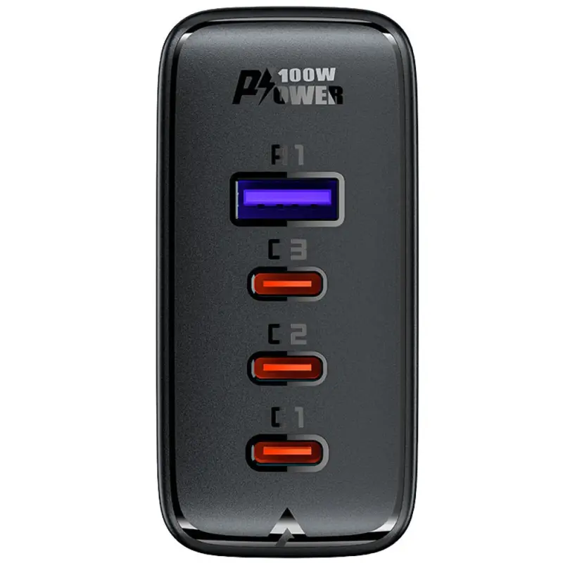 МЗП Acefast A37 PD100W+QC3.0 GaN (1USB-A/3C) + кабель Type-C to Type-C 2m, Black 2, купити оптом з доставкою