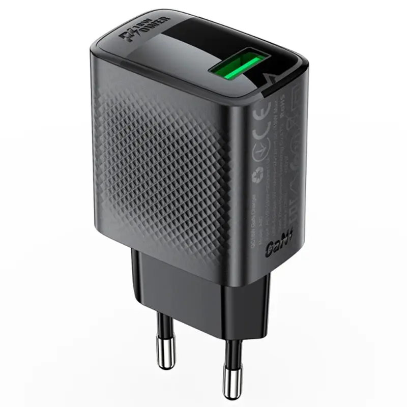 МЗП Acefast A90 QC3.0 18W (1USB-A), Black, купити оптом з доставкою