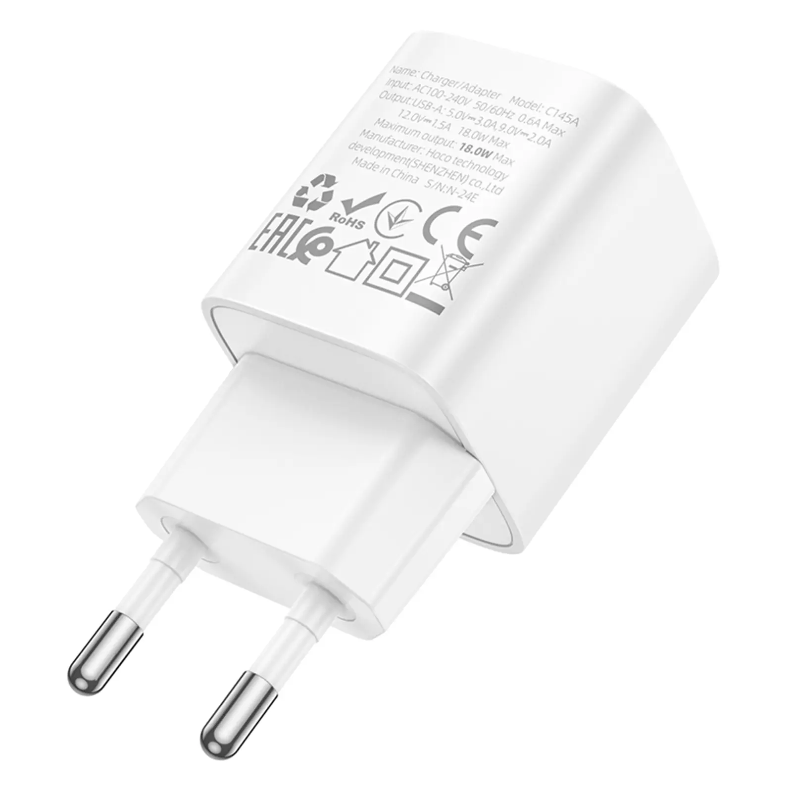 МЗП Hoco C145A Charm QC3.0 18W (1USB-A), White 1, купити оптом з доставкою