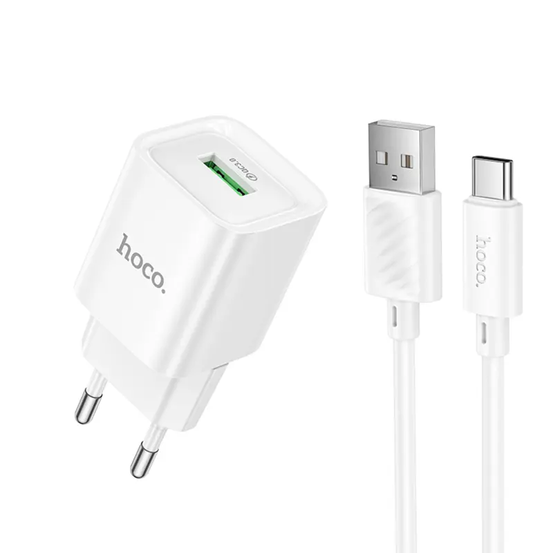 СЗУ Hoco C145A Charm QC3.0 18W (1USB-A) + кабель USB to Type-C, купить оптом с доставкой