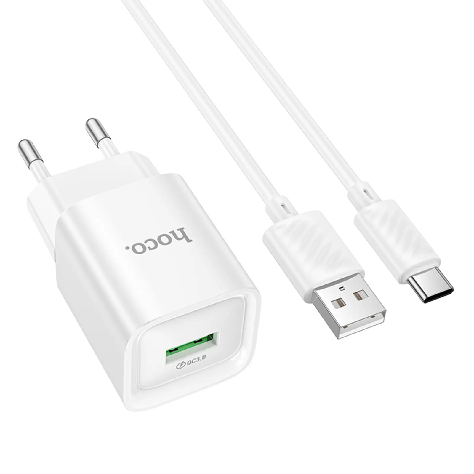 СЗУ Hoco C145A Charm QC3.0 18W (1USB-A) + кабель USB to Type-C, White 1, купить оптом с доставкой