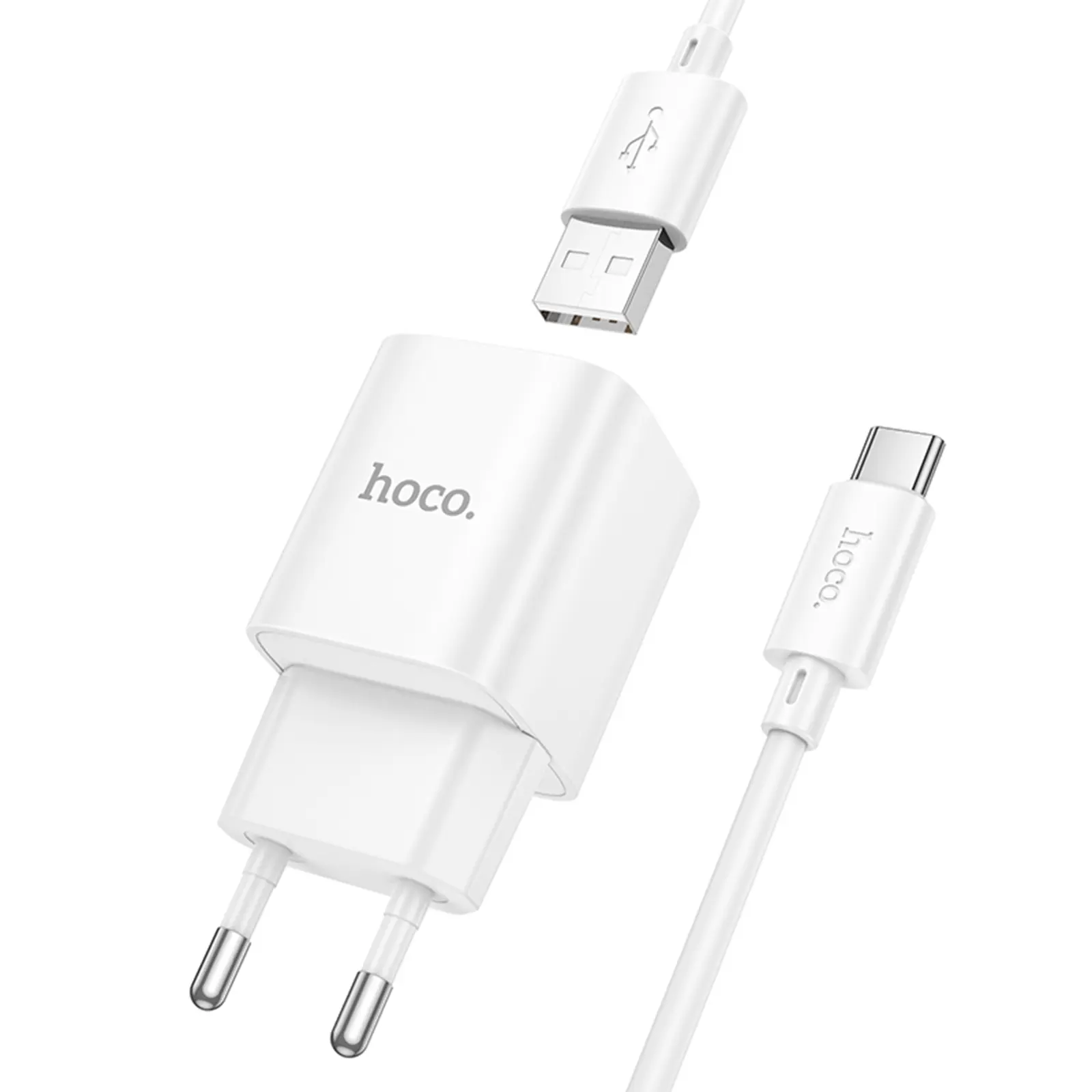 СЗУ Hoco C145A Charm QC3.0 18W (1USB-A) + кабель USB to Type-C, White 2, купить оптом с доставкой