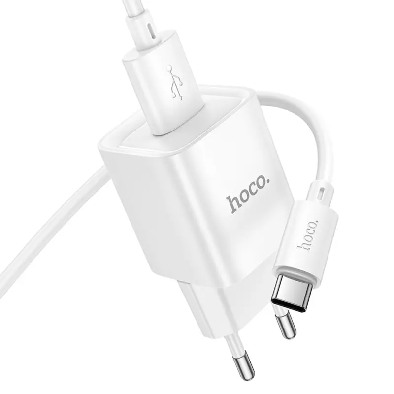 СЗУ Hoco C145A Charm QC3.0 18W (1USB-A) + кабель USB to Type-C, White 3, купить оптом с доставкой